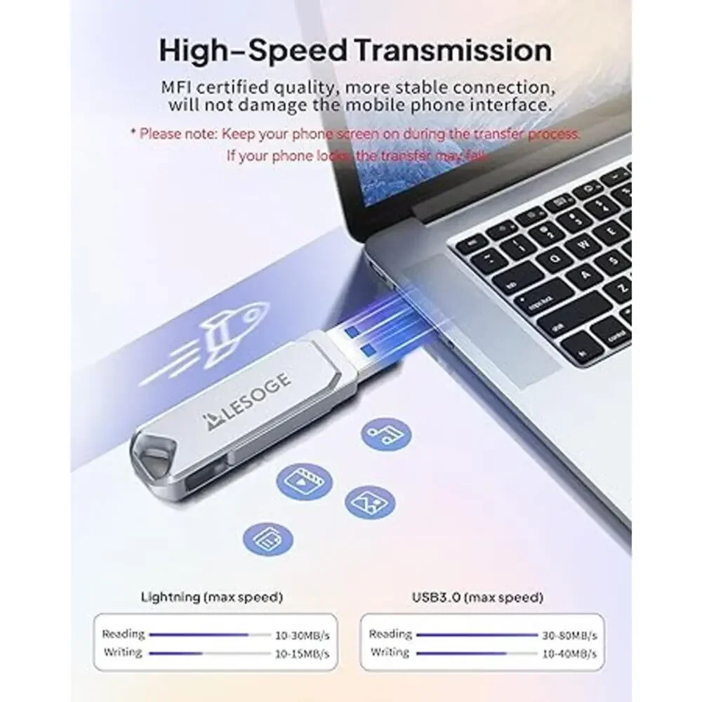 MFi Certified 128GB USB Flash Drive iphone, pc, mac (G1-1016)